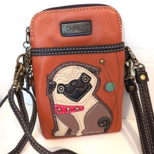 Chala Pug Crossbody Bag Brown‎ Leather Studded NWOT